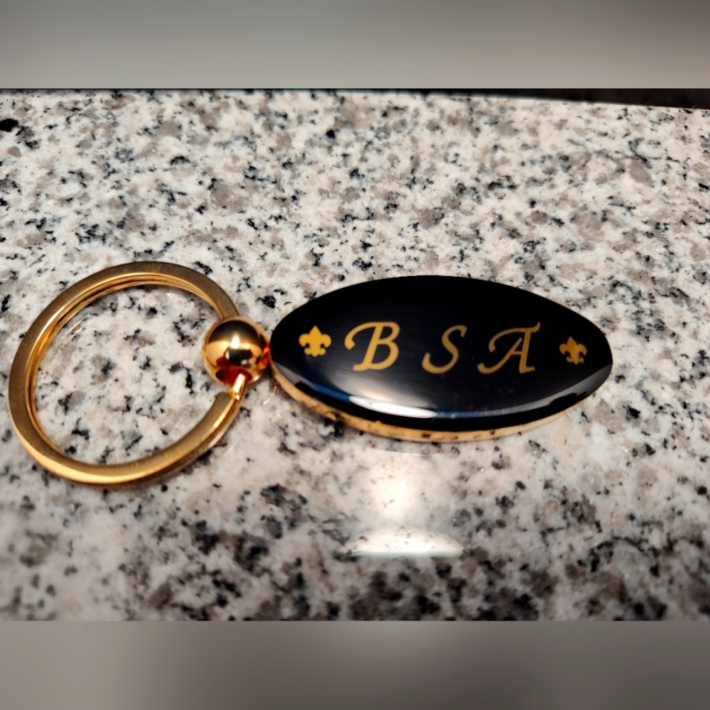 Boy Scouts of America BSA Keychain Keyring. Gold Color. Oval Shape. New.